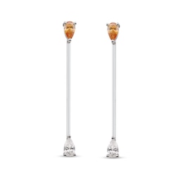 Mother's Pear-Shaped Gemstone Ends Linear Drop Earrings (4 Stones)
