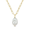 13.0-13.5mm Baroque Freshwater Cultured Pearl Paper Clip Necklace in Sterling Silver with 18K Gold Plate