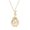 Thumbnail Image 1 of 12.0-12.5mm Baroque Golden South Sea Cultured Pearl and Diamond Accent Vine Pendant in 14K Gold-17"