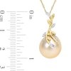 Thumbnail Image 3 of 12.0-12.5mm Baroque Golden South Sea Cultured Pearl and Diamond Accent Vine Pendant in 14K Gold-17"