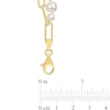 5.0-7.0mm Freshwater Cultured Pearl and Paper Clip Chain Double Strand Necklace in Sterling Silver with 18K Gold Plate