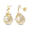 Thumbnail Image 1 of 12.0-12.5mm Baroque Golden South Sea Cultured Pearl and 0.05 CT. T.W. Diamond Vine Drop Earrings in 14K Gold