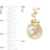 Thumbnail Image 3 of 12.0-12.5mm Baroque Golden South Sea Cultured Pearl and 0.05 CT. T.W. Diamond Vine Drop Earrings in 14K Gold
