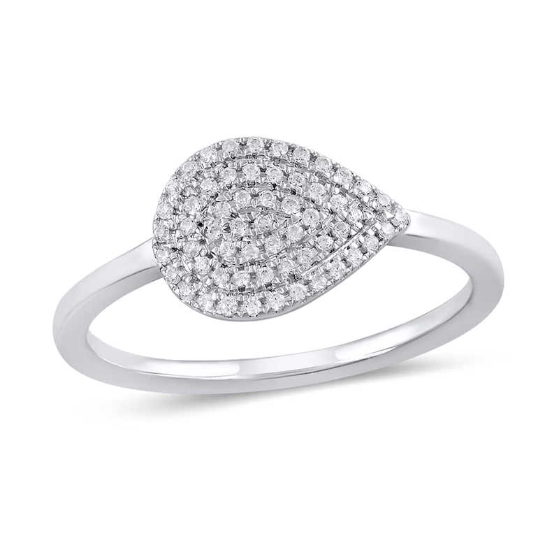 Main Image 1 of 0.15 CT. T.W. Pear-Shaped Multi-Diamond Sideways Teardrop Ring in 10K White Gold