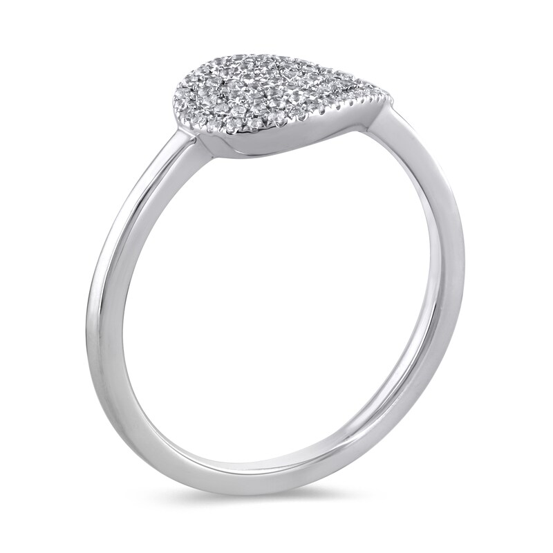 Main Image 2 of 0.15 CT. T.W. Pear-Shaped Multi-Diamond Sideways Teardrop Ring in 10K White Gold