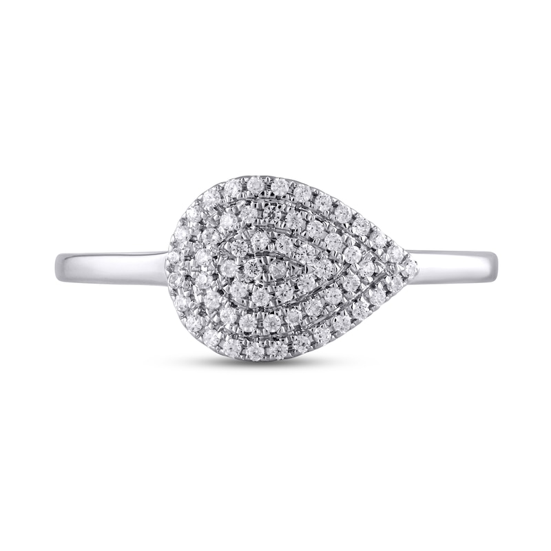 Main Image 3 of 0.15 CT. T.W. Pear-Shaped Multi-Diamond Sideways Teardrop Ring in 10K White Gold