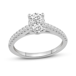 0.69 CT. T.W. Oval-Shaped Multi-Diamond Engagement Ring in 14K White Gold