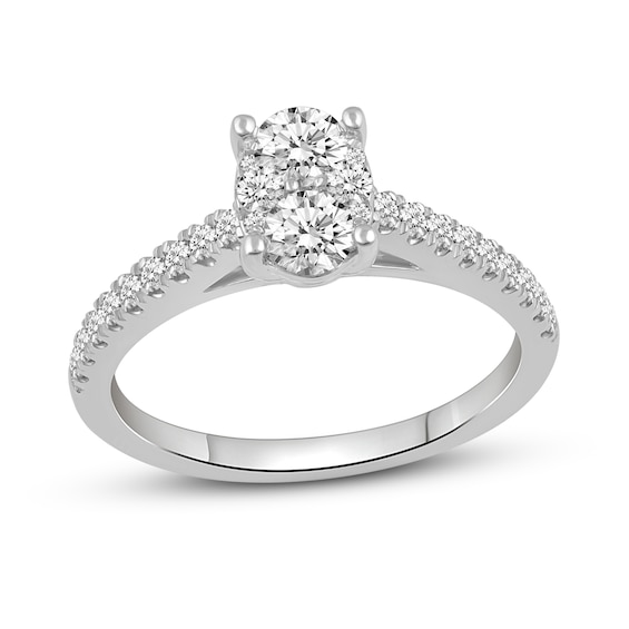 0.69 CT. T.W. Oval-Shaped Multi-Diamond Engagement Ring in 14K White Gold