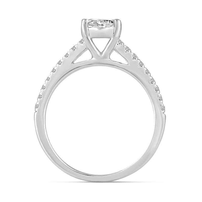 0.69 CT. T.W. Oval-Shaped Multi-Diamond Engagement Ring in 14K White Gold
