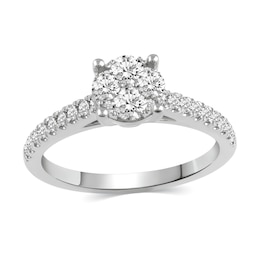 0.69 CT. T.W. Multi-Diamond Engagement Ring in 14K White Gold