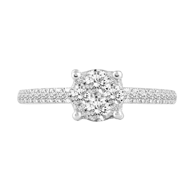 0.69 CT. T.W. Multi-Diamond Engagement Ring in 14K White Gold