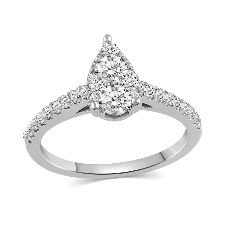 0.69 CT. T.W. Pear-Shaped Multi-Diamond Engagement Ring in 14K White Gold|Peoples Jewellers