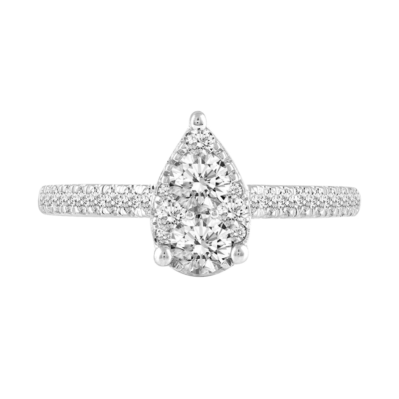 0.69 CT. T.W. Pear-Shaped Multi-Diamond Engagement Ring in 14K White Gold