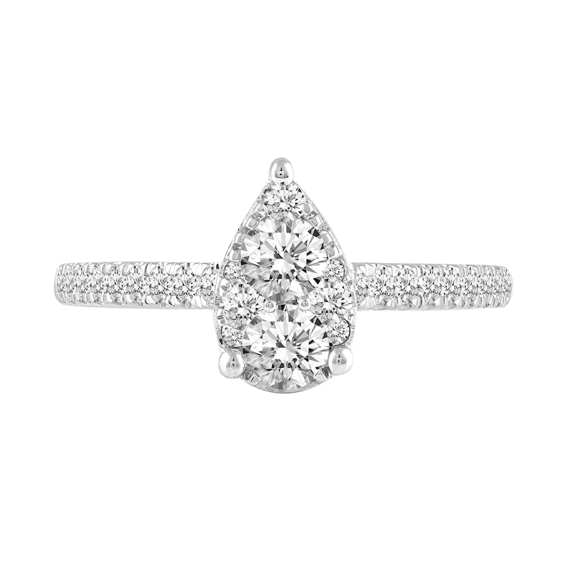 0.69 CT. T.W. Pear-Shaped Multi-Diamond Engagement Ring in 14K White Gold
