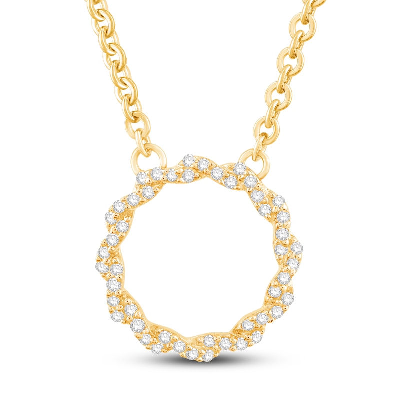 Main Image 1 of Circle of Gratitude® Collection 0.12 CT. T.W. Diamond Small Twist Necklace in 10K Gold – 19"