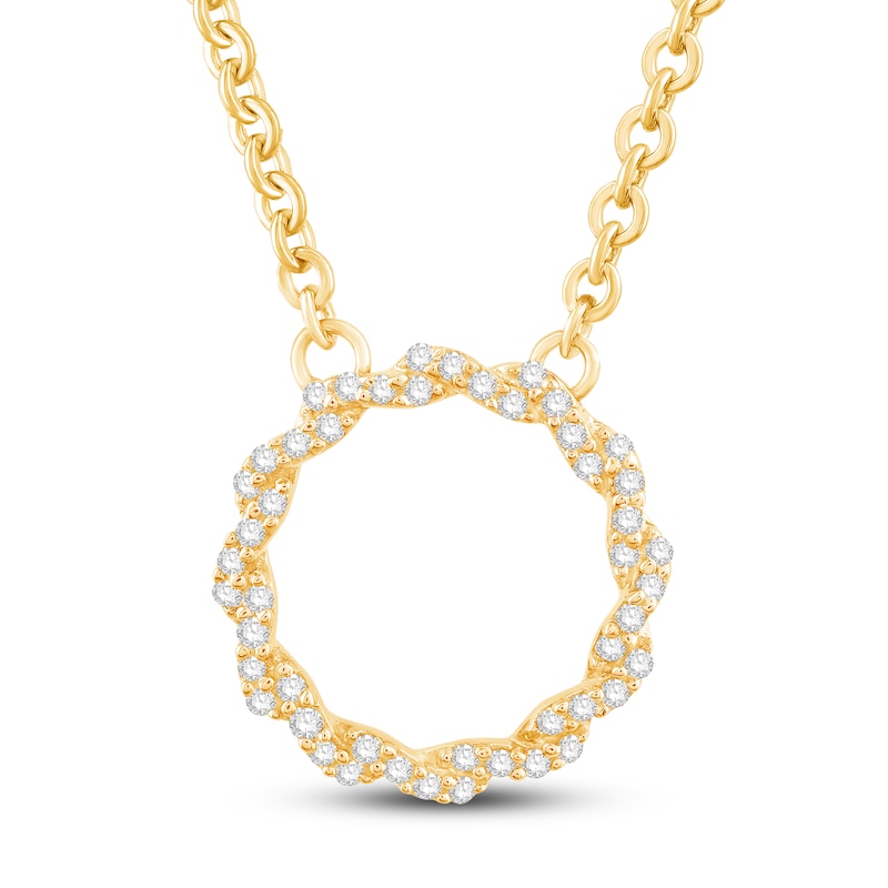 Circle of Gratitude® Collection 0.12 CT. T.W. Diamond Small Twist Necklace in 10K Gold – 19"