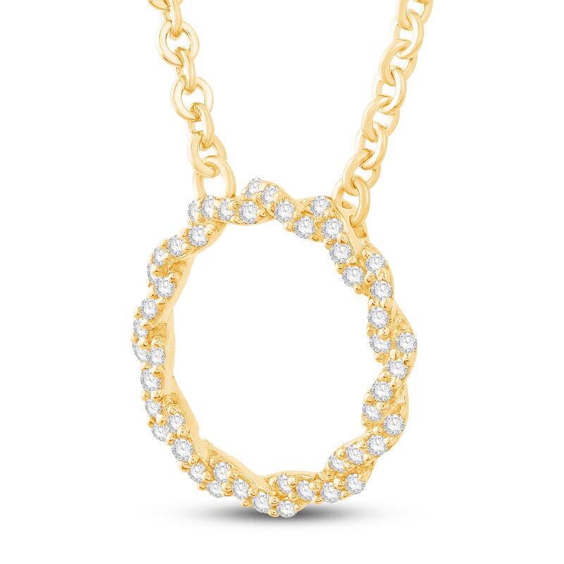 Main Image 2 of Circle of Gratitude® Collection 0.12 CT. T.W. Diamond Small Twist Necklace in 10K Gold – 19"