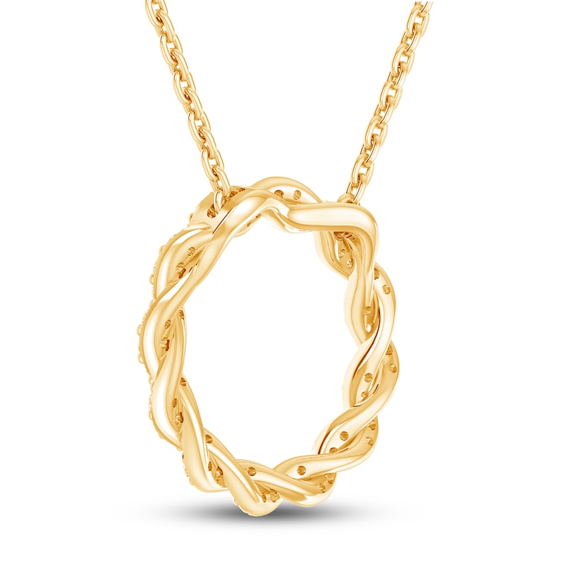 Main Image 4 of Circle of Gratitude® Collection 0.12 CT. T.W. Diamond Small Twist Necklace in 10K Gold – 19"