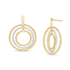Diamond-Cut Layered Beaded Circle Drop Earrings in 18K Two-Tone Gold