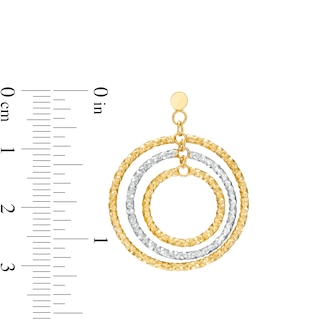 Diamond-Cut Layered Beaded Circle Drop Earrings in 18K Two-Tone Gold