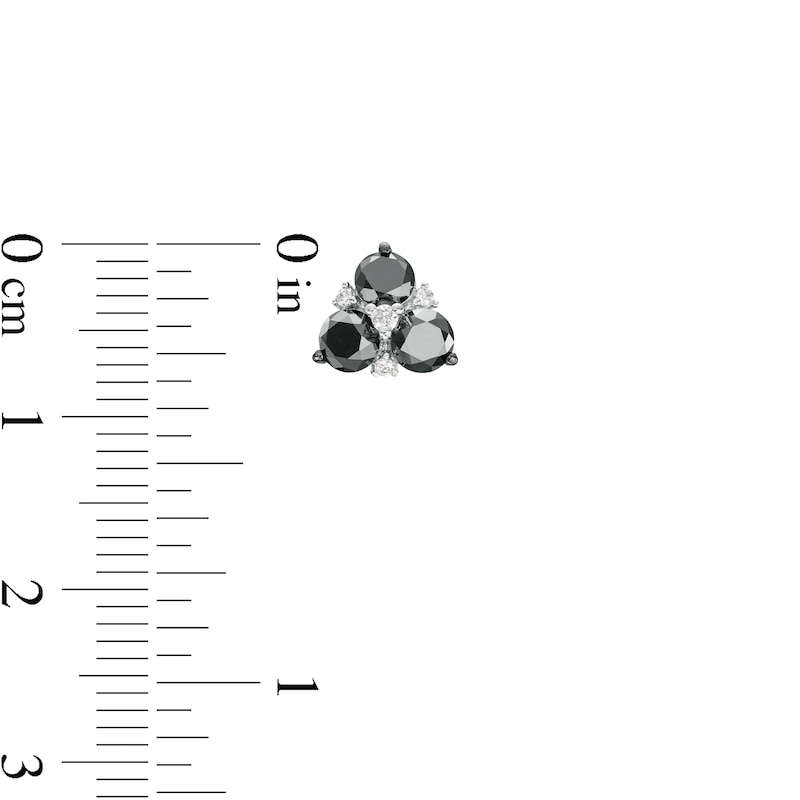 Main Image 3 of 1.50 CT. T.W. Black and White Diamond Triad Stud Earrings in 10K White Gold