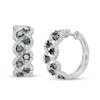 Thumbnail Image 1 of 1.75 CT. T.W. Black and White Diamond Double Row Zig-Zag Hoop Earrings in 10K White Gold