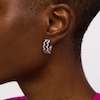 Thumbnail Image 2 of 1.75 CT. T.W. Black and White Diamond Double Row Zig-Zag Hoop Earrings in 10K White Gold