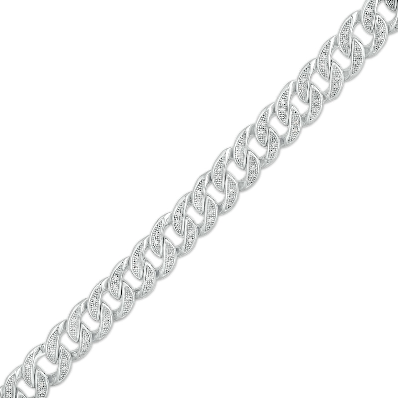 Main Image 1 of Men's 0.50 CT. T.W. Diamond Cuban Curb Chain Bracelet in Sterling Silver – 8.5"