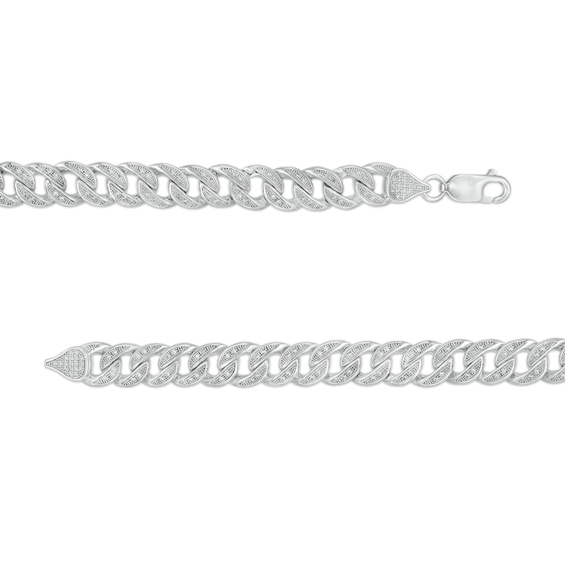 Main Image 2 of Men's 0.50 CT. T.W. Diamond Cuban Curb Chain Bracelet in Sterling Silver – 8.5"