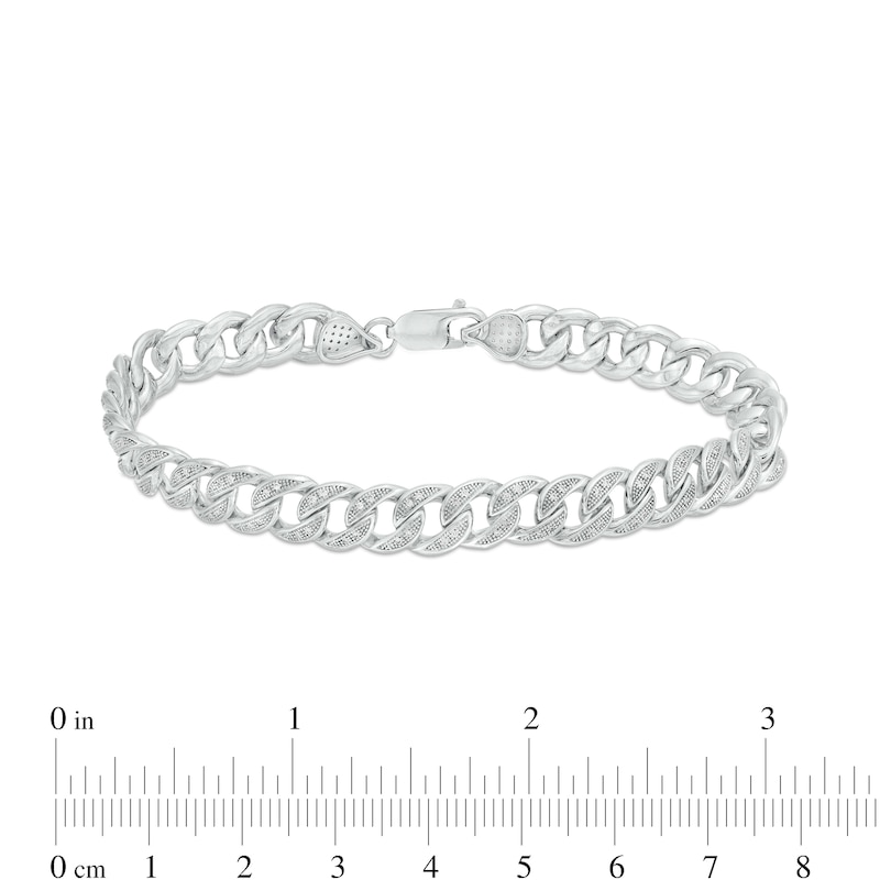 Main Image 3 of Men's 0.50 CT. T.W. Diamond Cuban Curb Chain Bracelet in Sterling Silver – 8.5"