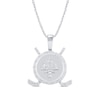 Men's 0.18 CT. T.W. Diamond Maple Leaf Disc with Hockey Sticks Pendant in Sterling Silver - 22"
