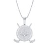 Thumbnail Image 1 of Men's 0.18 CT. T.W. Diamond Maple Leaf Disc with Hockey Sticks Pendant in Sterling Silver - 22"