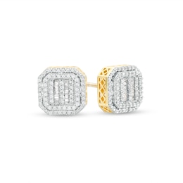 Men's 0.45 CT. T.W. Octagon-Shaped Multi-Diamond Frame Stud Earrings in 10K Gold