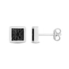 Thumbnail Image 0 of Men's Black Diamond Accent Sunburst Square Stud Earrings in Sterling Silver