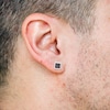 Thumbnail Image 2 of Men's Black Diamond Accent Sunburst Square Stud Earrings in Sterling Silver