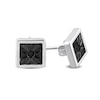 Thumbnail Image 3 of Men's Black Diamond Accent Sunburst Square Stud Earrings in Sterling Silver
