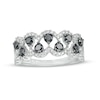 Thumbnail Image 1 of 0.98 CT. T.W. Black and White Diamond Double Row Zig-Zag Ring in 10K White Gold