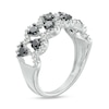 Thumbnail Image 3 of 0.98 CT. T.W. Black and White Diamond Double Row Zig-Zag Ring in 10K White Gold