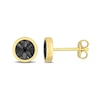 Thumbnail Image 1 of Men's Black Diamond Accent Sunburst Circle Stud Earrings in Sterling Silver with Yellow Rhodium