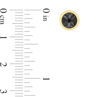 Men's Black Diamond Accent Sunburst Circle Stud Earrings in Sterling Silver with Yellow Rhodium