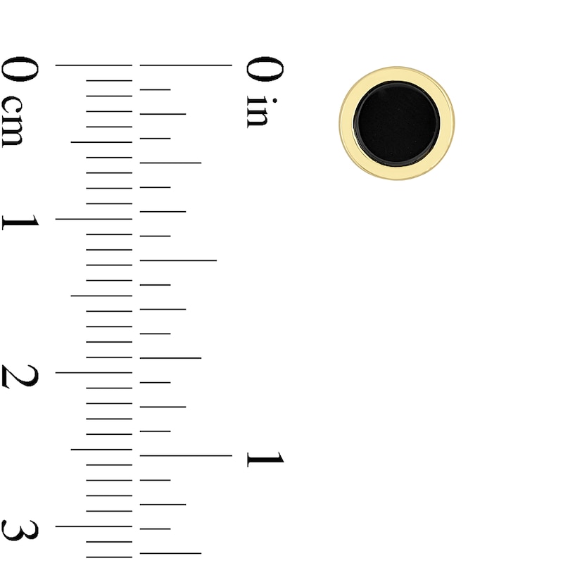 Main Image 4 of Men's 5.5mm Onyx Stud Earrings in Sterling Silver and Yellow Rhodium