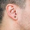 Thumbnail Image 2 of Men's 5.5mm Tiger's Eye Stud Earrings in Sterling Silver with Yellow Rhodium