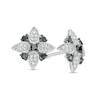 Thumbnail Image 1 of 0.38 CT. T.W. Black and White Diamond Flower Stud Earrings in 10K White Gold