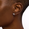 Thumbnail Image 2 of 0.38 CT. T.W. Black and White Diamond Flower Stud Earrings in 10K White Gold