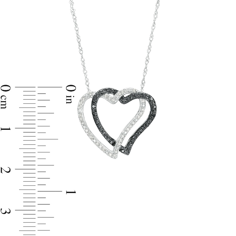 10k White Gold Black and White Diamond Triple Heart 17 10k White Gold Black and White Diamond Triple Heart 17
