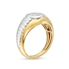 Thumbnail Image 2 of Men's 0.12 CT. T.W. Multi-Diamond Stepped Shank Ring in 10K Two-Tone Gold