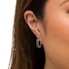 Thumbnail Image 2 of 0.08 CT. T.W. Black Diamond Lace Pattern Vintage-Style Hoop Earrings in Sterling Silver and Black Rhodium