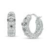 Thumbnail Image 0 of 0.15 CT. T.W. Black and White Diamond Art Deco Vintage-Style Huggie Hoop Earrings in Sterling Silver