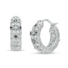 Thumbnail Image 1 of 0.15 CT. T.W. Black and White Diamond Art Deco Vintage-Style Huggie Hoop Earrings in Sterling Silver