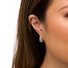 Thumbnail Image 2 of 0.15 CT. T.W. Black and White Diamond Art Deco Vintage-Style Huggie Hoop Earrings in Sterling Silver